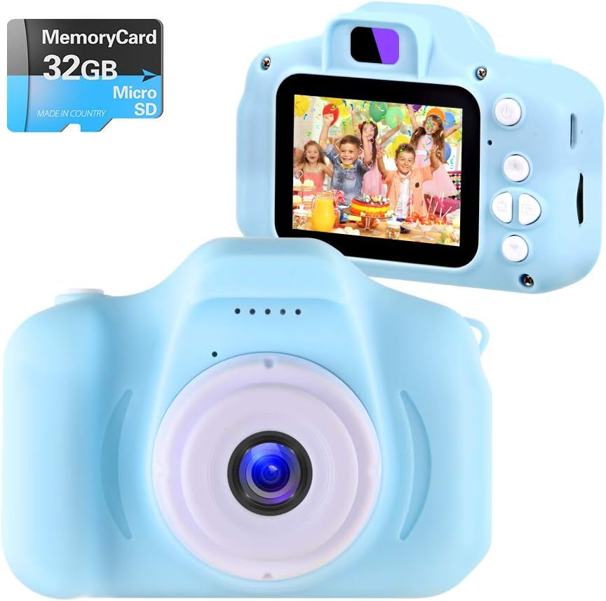 Kids Camera Digital Camera for 3-8 Year Old Girls,Toddler Toys Video Recorder 1080P 2 Inch,Children Camera Birthday Festival Gift for 3 4 5 6 7 8 Year Old Boys(32G SD Card Included)