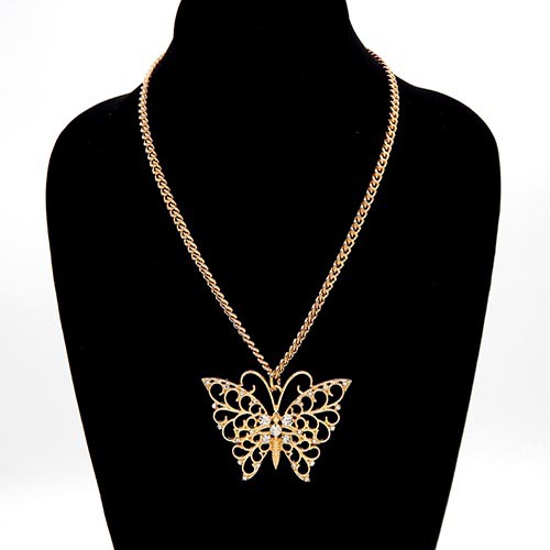 Load image into Gallery viewer, RHINESTONE BUTTERY FILIGREE CASTING NECKLACE-0
