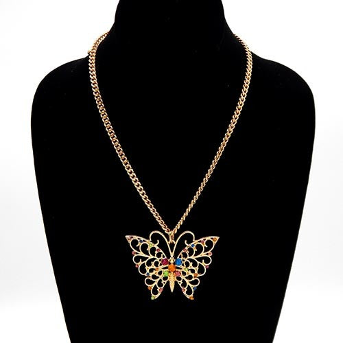 Load image into Gallery viewer, RHINESTONE BUTTERY FILIGREE CASTING NECKLACE-1
