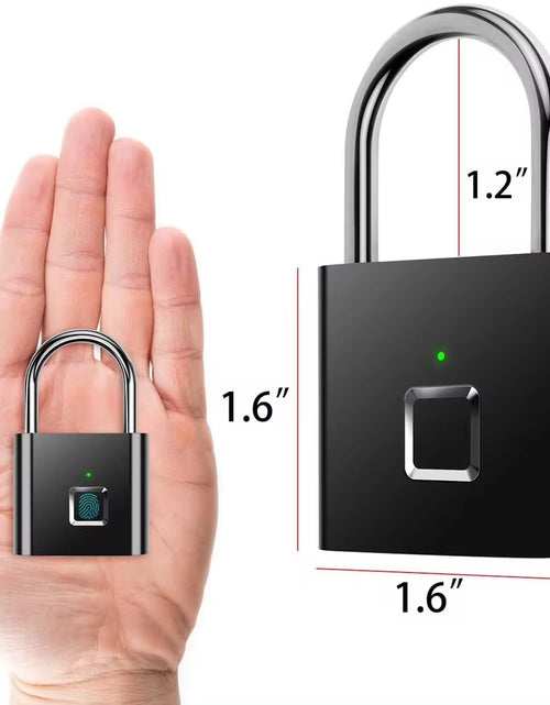 Cargar imagen en el visor de la galería, Portable Fingerprint Padlock USB Rechargeable Lithium Battery Waterproof Durable Zinc Alloy Lockbody
