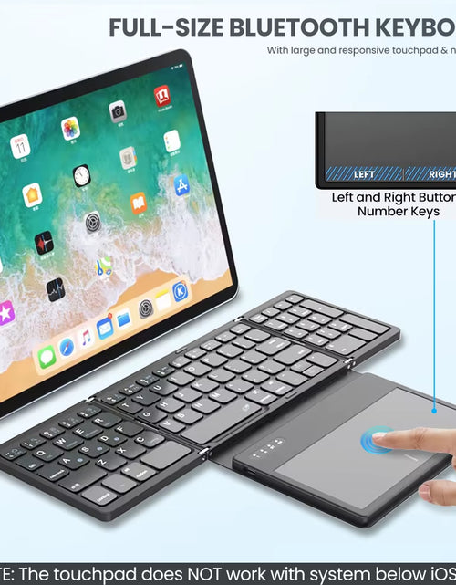 Cargar imagen en el visor de la galería, Portable Quadruple Folding Wireless Bluetooth Keyboard with Foldable Touchpad for Windows Android IOS Tablet Ipad Phone
