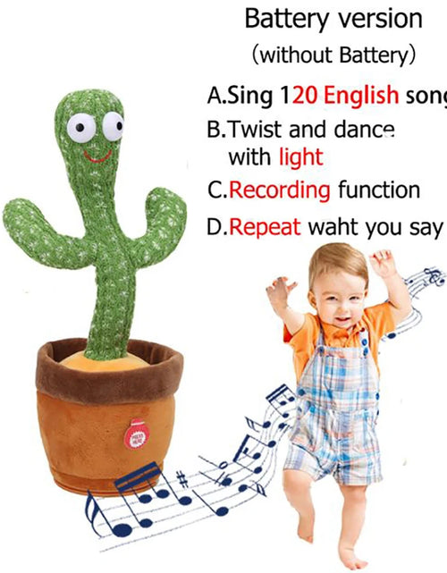 Load image into Gallery viewer, Kids Dancing Talking Cactus Toys Singing Mimicking Recording Repeating What You Say Cactus Plush Toy with 120 Song Dancing Smart
