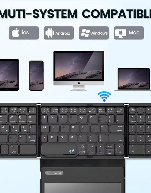 Cargar imagen en el visor de la galería, Portable Quadruple Folding Wireless Bluetooth Keyboard with Foldable Touchpad for Windows Android IOS Tablet Ipad Phone
